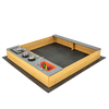 Kids Sandbox with Kitchen Playset Accessories and Built-in Bench Seat for Backyard Garden Bench