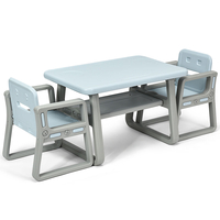 Kids Seating Group with Storage Shelf Armrests Backrests-Blue