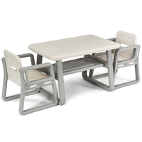 Kids Seating Group with Storage Shelf Armrests Backrests-White