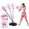 Kids Standing Punching Bag with Stand and Gloves-Pink and White