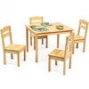 Kids Table and 4 Chairs Set for Toddlers Dining,  Drawing,  Reading-Natural