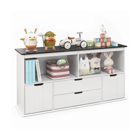 Kids Toy Storage Organizer with 3 Bins and Blackboard Top-121 x 33 x 62cm
