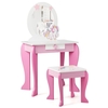 Kids Vanity Table and Chair Set with Mirror and Detachable Top-Pink