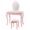 Kids Vanity Table and Stool with Removable Mirror and Drawer-Pink