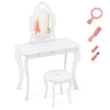Kids Vanity Table and Stool with Removable Mirror and Drawer-White