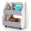 Kids Wooden Tree-Shape Bookshelf with Universal Wheels-Gray & White