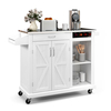 Kitchen Island Cart with Drawer Wine Rack and Adjustable Shelves-White