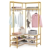 L-shaped Clothes Corner Garment Rack with Open Shelves and 7 Hooks-White