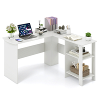 L-shaped Computer Desk with 2 Storage Shelves-White