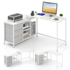 L-Shaped Computer Desk with Drawers Shelves and Charging Station-White
