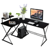 L-Shaped Corner Computer Desk with Monitor Stand and Host Tray-Black