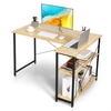 L-Shaped Corner Computer Desk with Reversible and Adjustable Bookshelf-Natural