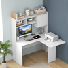 L-Shaped Desk with Open Storage Hutch and Shelves Cabinet-White