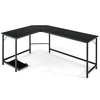 L-Shaped Desk with Power Outlet CPU Stand and Heavy-duty Metal Frame-Black