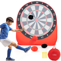 Large Dart Board for Kids Foldable and Portable Dartboard with 4 Kick Balls-Red