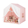 Large Kids Play Tent with Washable Cotton Mat and Flag Banner-Pink