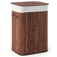 Laundry Hamper with Lid and Handles-Rustic Brown