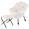 Lazy Chair with Ottoman and Folding Footrest for Living Room-Beige