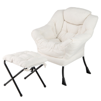 Lazy Chair with Ottoman and Folding Footrest for Living Room-Beige
