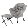 Lazy Chair with Ottoman and Folding Footrest for Living Room-Grey