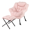 Lazy Chair with Ottoman and Folding Footrest for Living Room-Pink