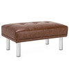 Leather Tufted Upholstered Ottoman Bench for Living Room Entryway-Coffee