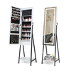 LED Standing Jewelry Mirror Cabinet with 3-Color Lighted Full-Length Mirror-White