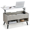 Lift Up Top Coffee Table with Hidden Storage Compartment and Open Shelf-Grey