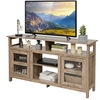 Living Room Console Table for TVs with Wooden Fireplace and 2 Cabinets -Natural