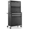 Lockable Tool Storage Cabinet with Handle,  Drawers,  Wheels and EVA Liner-Black