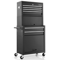 Lockable Tool Storage Cabinet with Handle,  Drawers,  Wheels and EVA Liner-Black