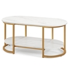 Marble Coffee Table with Open Storage Shelf-White