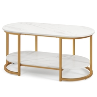 Marble Coffee Table with Open Storage Shelf-White