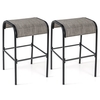 Metal Bar Height Bistro Stools Set of 2 with Curved Fabric Seat for Backyard Porch Poolside-Coffee