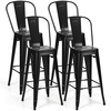 Metal Bar Stools with Removable Back,  Rubber Feet for Kitchen,  Bar,  Restaurant-Black