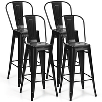 Metal Bar Stools with Removable Back,  Rubber Feet for Kitchen,  Bar,  Restaurant-Black
