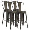 Metal Bar Stools with Removable Back,  Rubber Feet for Kitchen,  Bar,  Restaurant-Gun