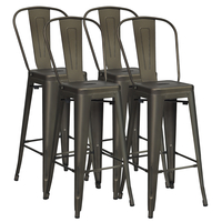 Metal Bar Stools with Removable Back,  Rubber Feet for Kitchen,  Bar,  Restaurant-Gun