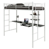 Metal Bunk Bed Frame High Sleeper with Desk and Storage Shelves-White