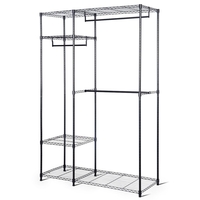 Metal Clothes Rack with 3 Hanging Rails and Shelves for Bedroom
