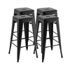 Metal Stools with Square Seat and Handling Hole for Kitchen-Black