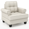 Mid-century Modern Accent Armchair Tufted Linen Club Chair with Extra Pillow-Beige