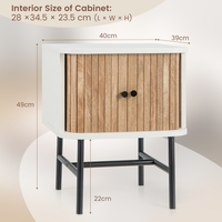 Mid-century Modern Bedside Table with Storage Cabinet and Metal Legs-White