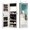 Mirror Jewellery Cabinet with Lights,  2 Keys and Large Capacity-White