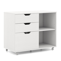 Mobile File Cabinet with 3 Pull-out Drawers and Adjustable Shelf-White
