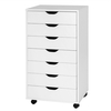 Mobile File Cabinet with 7 Drawer and wheels-White