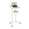 Mobile Lectern Podium Height-adjustable Rolling laptop cart with Tilting Top-White
