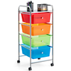 Mobile Storage Trolley on Wheels with 4 Removable Plastic Drawers-Multicolor