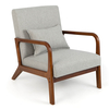 Modern Accent Chair with Lumbar Pillow and Rubber Wood Frame-Grey
