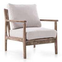 Modern Accent Chair Wooden Armchair with Solid Rubber Wood Armrests